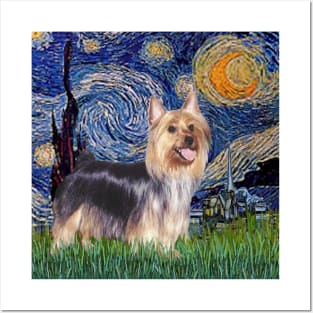 Silky Terrier in Van Gogh's Starry Night (Adapted) Posters and Art